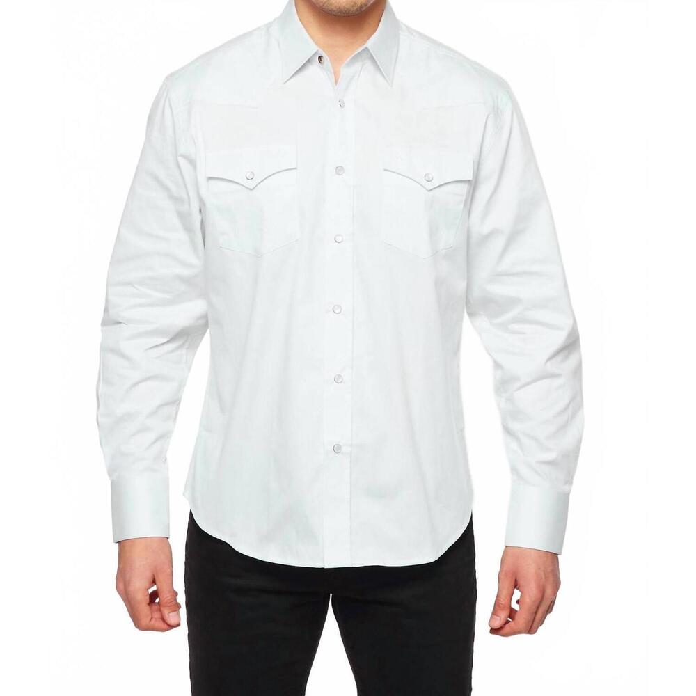 NEW RODEO CLOTHING men's solid twill shirt in white